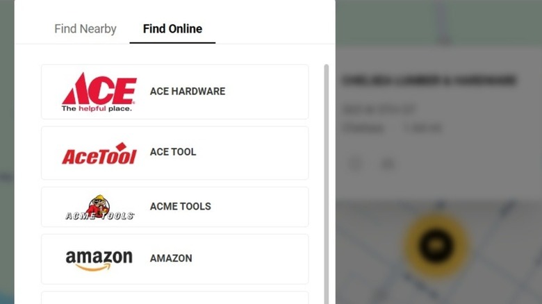 A partial list of approved online retailers from DeWalt's approved retailer list.