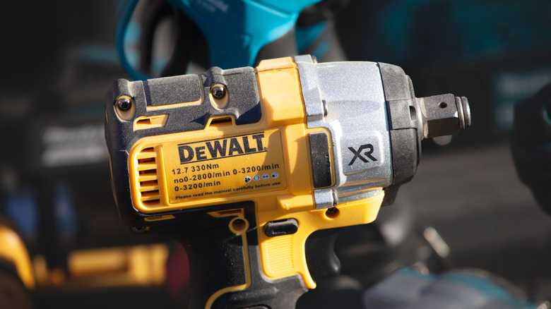 DeWalt XR drill covered in dust