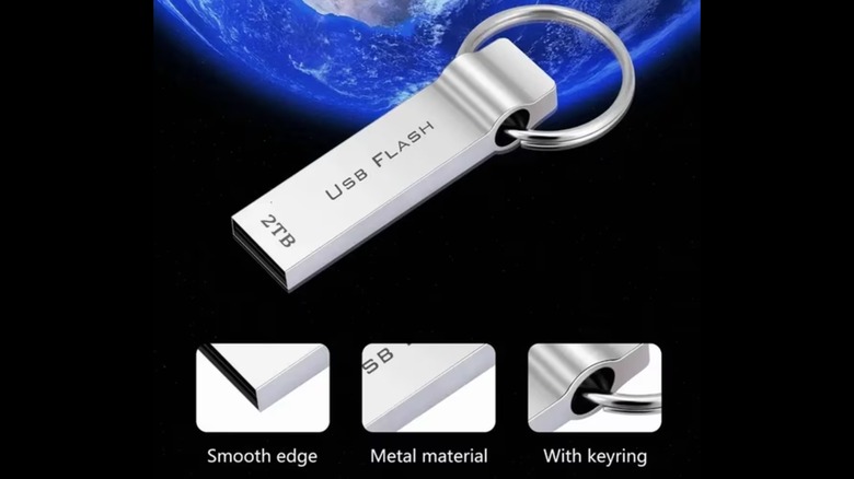 A flash drive product listing showing a no name flash drive