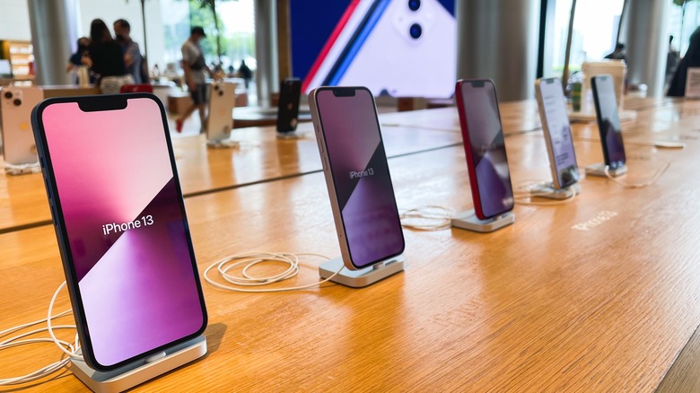 Apple's iPhone 13 series in a store.