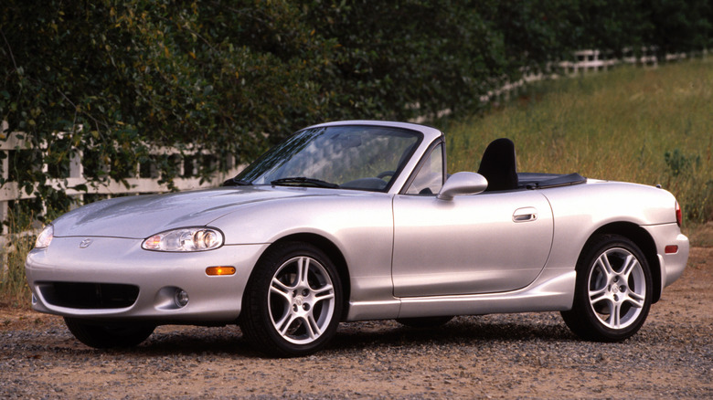 Silver 2004 Mazda Miata parked