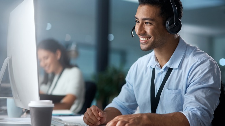 man using a headset