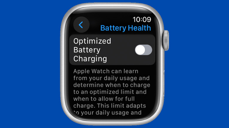 Apple Watch showing Optimized Battery Charging option