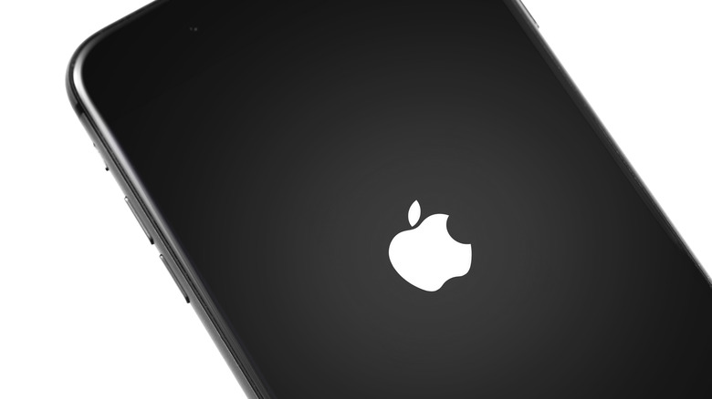 Apple logo on iPhone screen