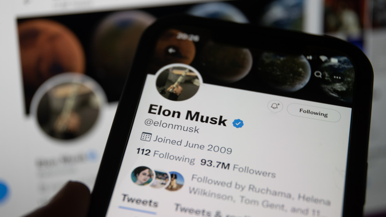 Elon Musk's Twitter profile on a smartphone
