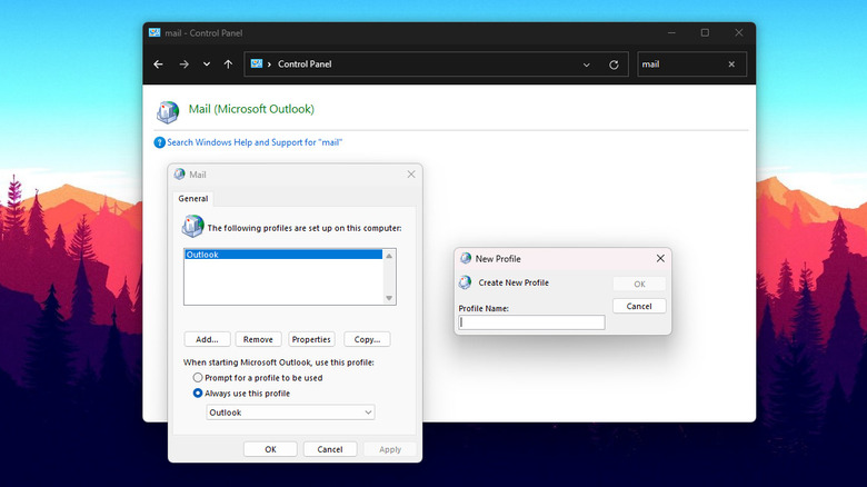 windows new outlook profile