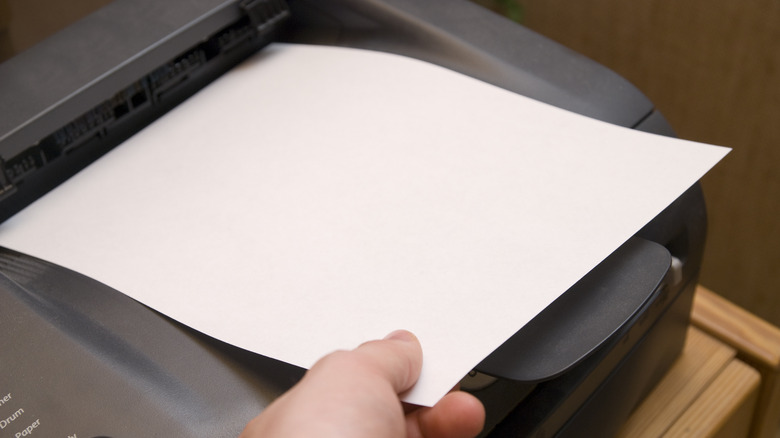 a sheet of paper in printer