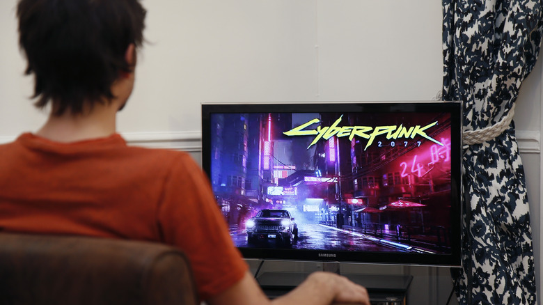 Man playing Cyberpunk 2077
