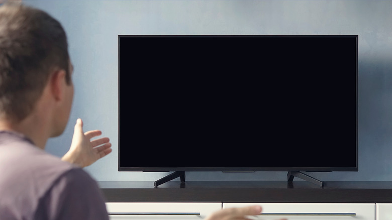TV off with person frustrated