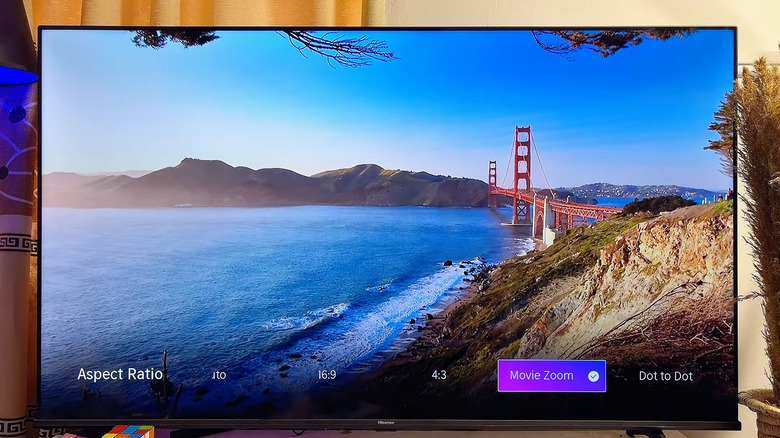 Hisense TV showing picture size settings menu