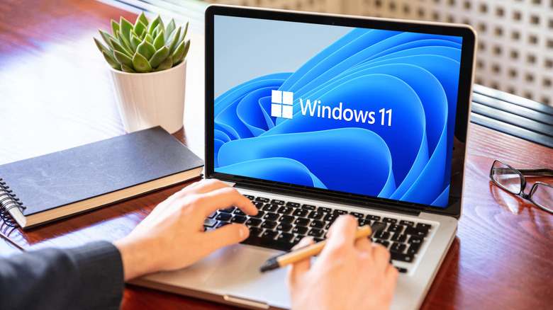Laptop with Windows 11 logo