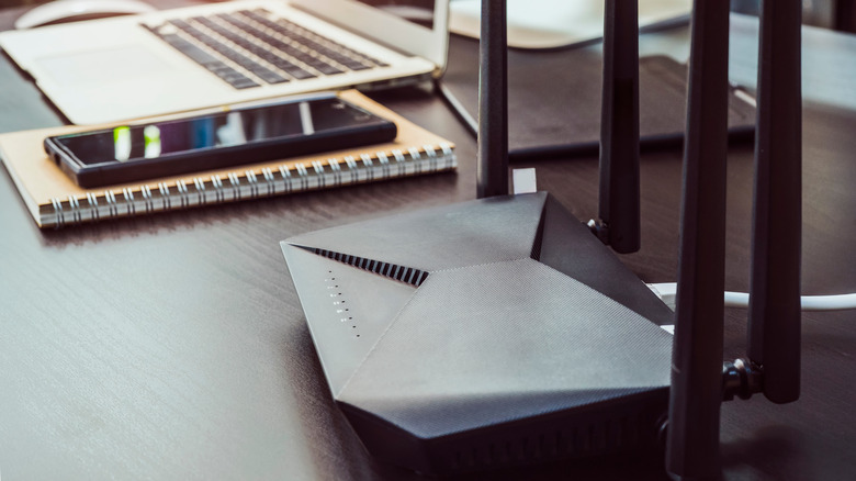 Wi-Fi router resting on a table