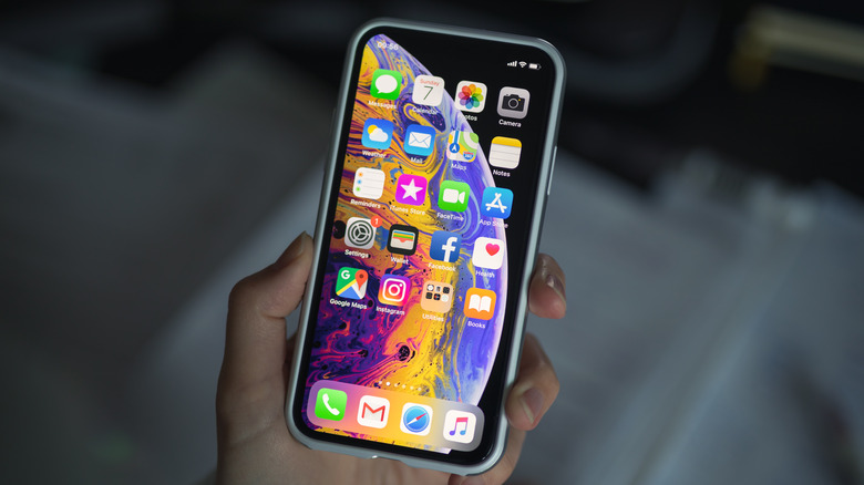 hand holding iPhone
