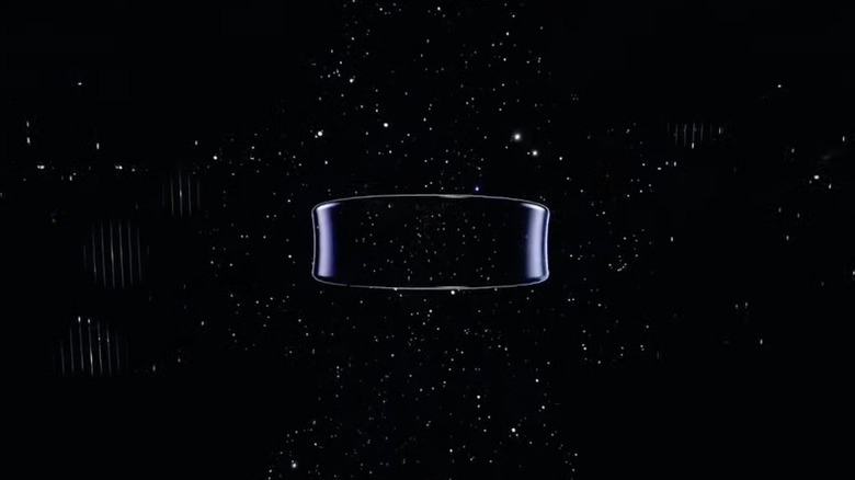 Samsung Galaxy Ring side view on a black background