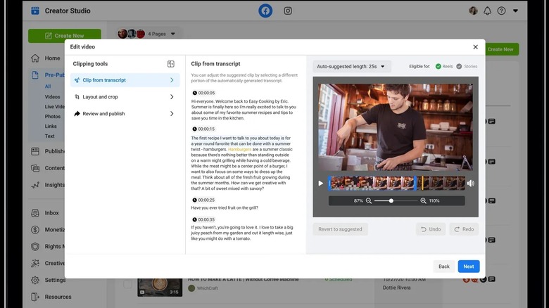 Screenshot of desktop editing tools