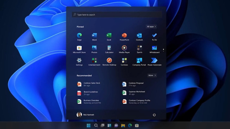 Windows 11 start menu screenshot