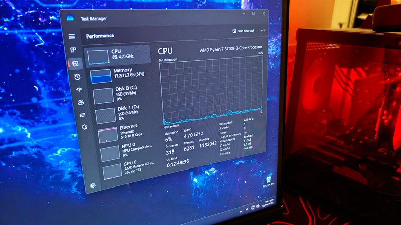 Task Manager open on a Windows computer