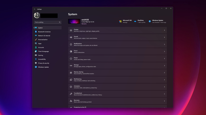 windows 11 settings app