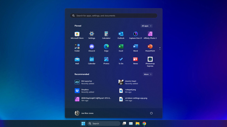 windows start menu
