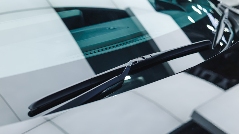 Picture showing windshield wiper blades on a vehicle