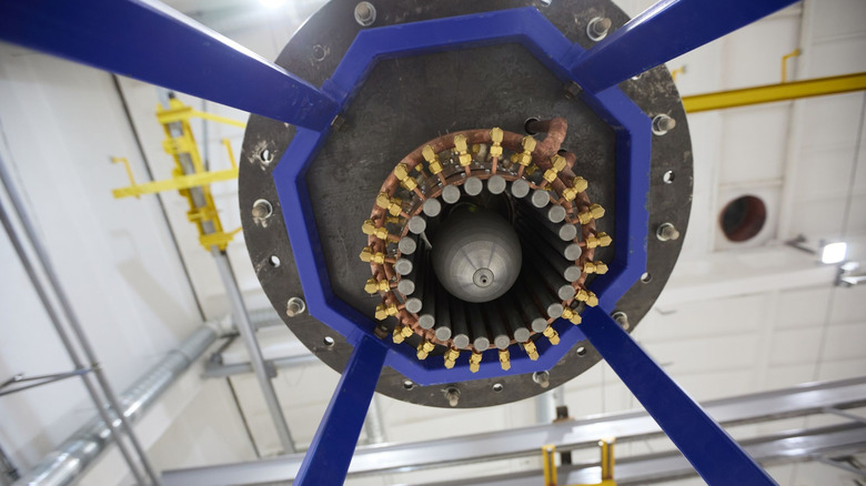 Rosatom's prototype plasma engine pictured in the lab in Russia.