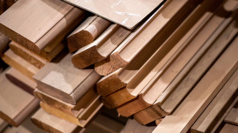 Cedar wood planks stacked together