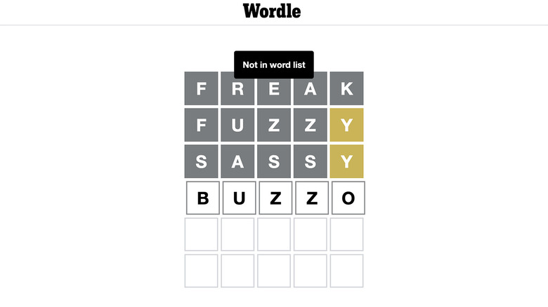 Randomly attempted words on Wordle