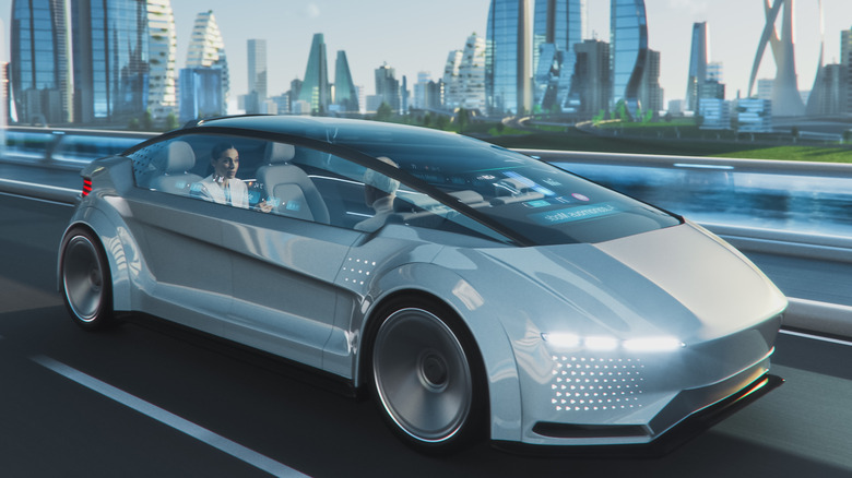 futuristic self-driving car concept