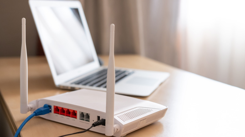 laptop and router