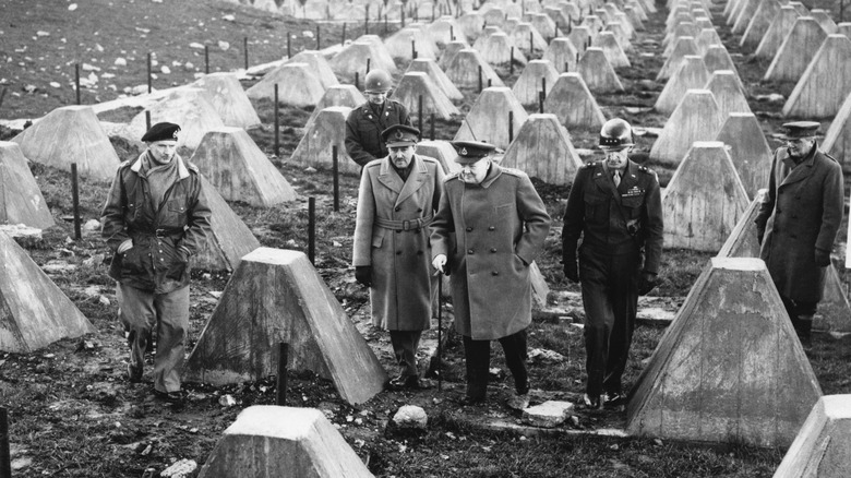 Winston Churchill visits Siegfried Line to view Dragon's teeth