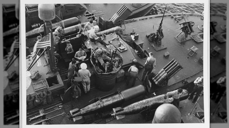 USS PT-131 ELCO motor torpedo boat preparing for the Battle of Surigao Strait