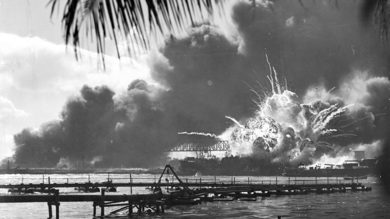USS SHAW exploding at the attack of Pearl Harbor