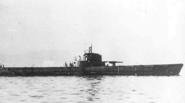 The USS Herring above the waterline.