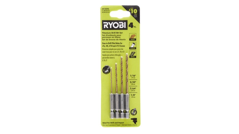Ryobi 4-Piece Hex Shank Pilot Titanium Drill Bit Set