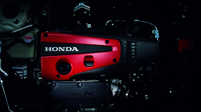 Under-hood shot of a 2023 Civic Type R engine