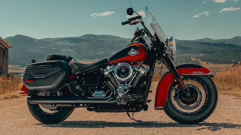 A red 2025 Harley-Davidson Heritage Softail Classic