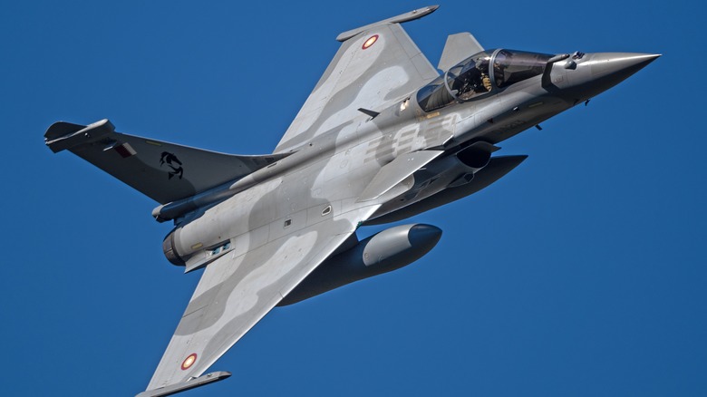 Dassault Rafale turning in the sky