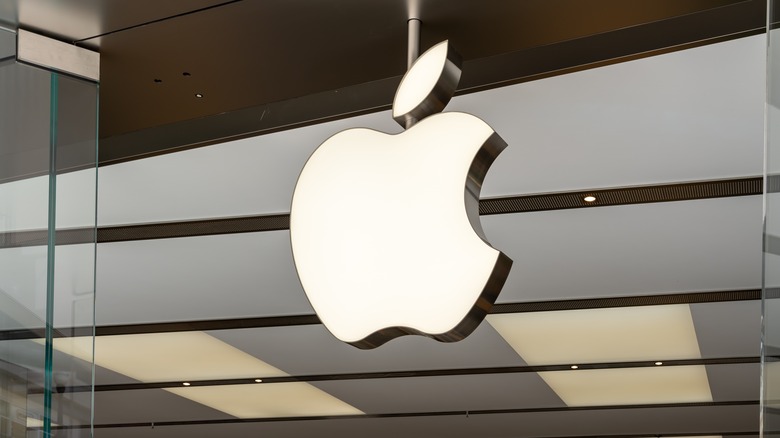 Apple logo on one of the company's buildings.