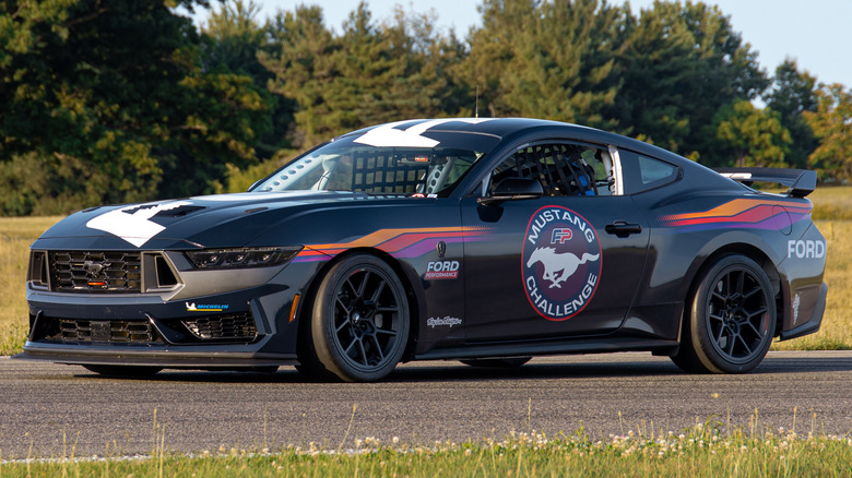 Ford Mustang Dark Horse R stopped on track