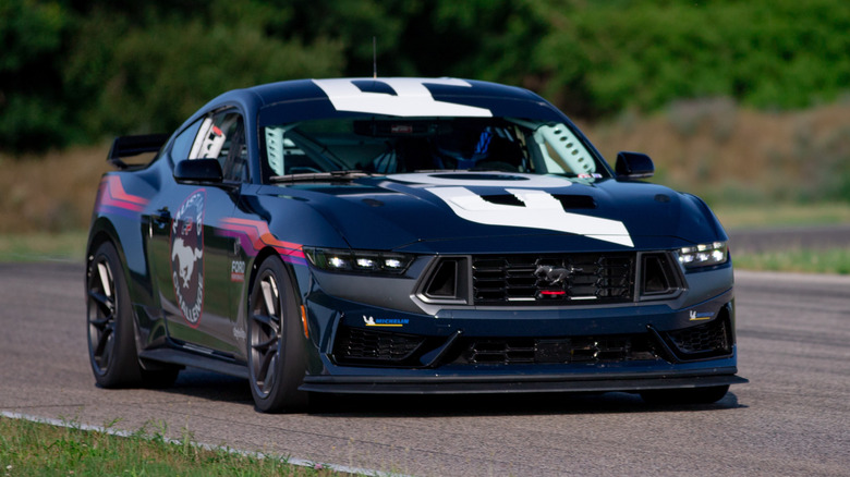 Ford Mustang Dark Horse R stopped on track