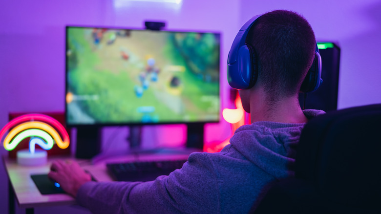 Someone playing video game on PC