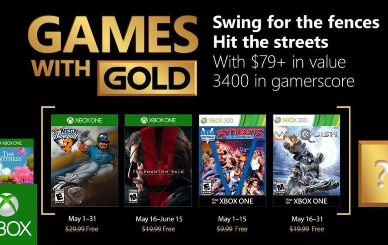 Xbox Games With Gold May 2018 Lineup Features MGS5, Vanquish