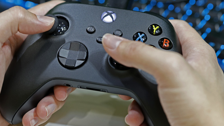 An Xbox controller being used