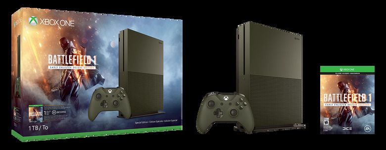 Microsoft Xbox One S Battlefield 1: Military Green Special Edition Bundle  1TB Green Console for sale online
