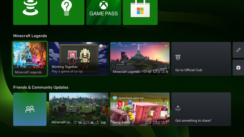 new xbox home friends & community rows
