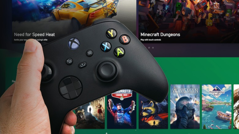 Hand holding Series S controller