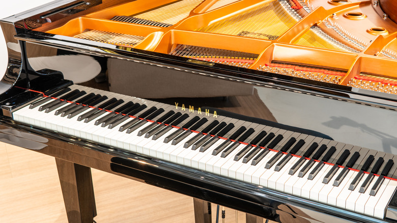 A Yamaha C6X Grand piano at the Yamaha Music Europe exhibition pavilion showroom