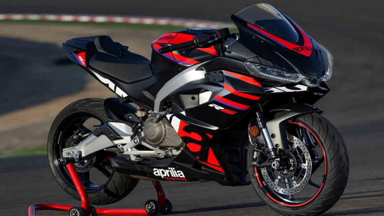 An Aprilia RS 457 motorcycle at rest