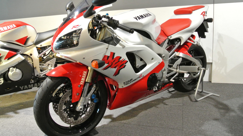 1998 Yamaha YZF-R1 in its signature red and white paintjob