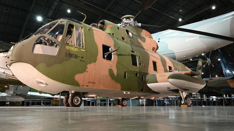 A Sikorsky HH-3E Jolly Green Giant in a museum.